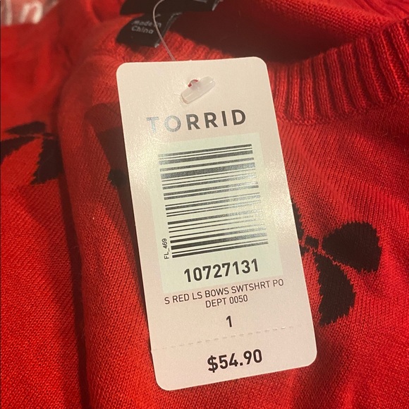 Torrid Retro Red Black Bow Sweater 1X NWT - Picture 5 of 5